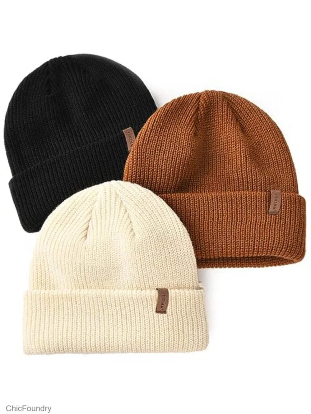 Toddler Winter Knit Beanie Hat Soft Acrylic Warm Double Layer Stretch